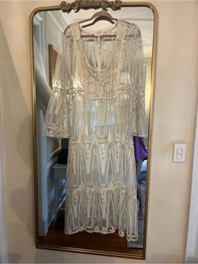 Bohemian Cream Crochet & Lace Maxi Dress
